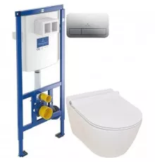 Комплект подвесной унитаз Serel Smart SM25SL + система инсталляции Villeroy & Boch 92246100 + 92249061