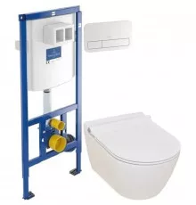 Комплект подвесной унитаз Serel Smart SM25SL + система инсталляции Villeroy & Boch 92246100 + 92249068