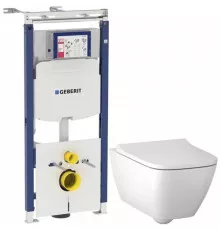 Комплект подвесной унитаз Geberit Smyle Square 500.683.01.1 + система инсталляции Geberit 111.362.00.5