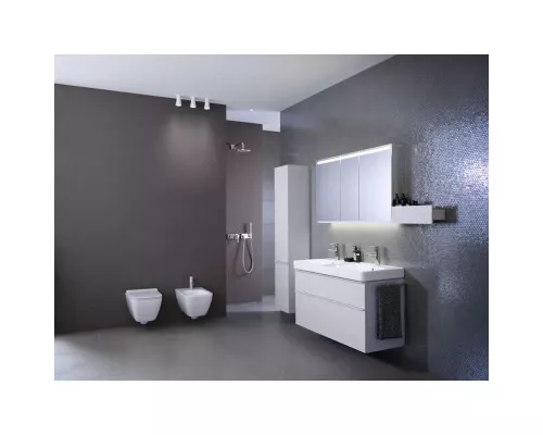 Приобрести Комплект подвесной унитаз Geberit Smyle Square 500.683.01.1 + система инсталляции Jacob Delafon E29025-NF + E29026-01R в магазине сантехники Santeh-Crystal.ru