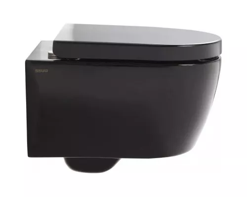 Приобрести Комплект подвесной унитаз SSWW CT2038BLACK + система инсталляции Jacob Delafon E24156-NF + E20859-7-BMT в магазине сантехники Santeh-Crystal.ru