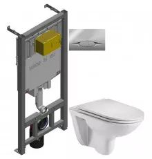 Комплект подвесной унитаз WeltWasser Baarbach 004GL-WT 10000003811 + система инсталляции Jacob Delafon E29025-NF + E29027-CP