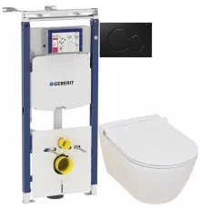 Комплект подвесной унитаз Serel Smart SM25SL + система инсталляции Geberit 111.362.00.5 + 115.770.DW.5
