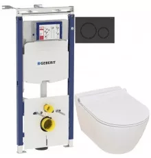 Комплект подвесной унитаз Serel Smart SM25SL + система инсталляции Geberit 111.362.00.5 + 115.882.DW.1