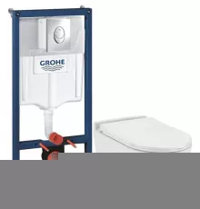 Комплект подвесной унитаз Jaquar Solo SLS-WHT-6953BIUFSM + система инсталляции Grohe 38721001