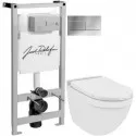 Комплект подвесной унитаз Jaquar Solo SLS-WHT-6953BIUFSM + система инсталляции Jacob Delafon E5504-NF + E4316-CP