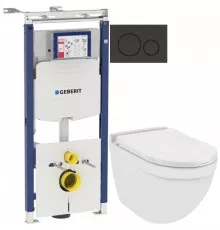 Комплект подвесной унитаз Jaquar Solo SLS-WHT-6953BIUFSM + система инсталляции Geberit 111.362.00.5 + 115.882.DW.1