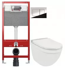 Комплект подвесной унитаз Jaquar Solo SLS-WHT-6953BIUFSM + система инсталляции Tece 9300302 + 9240401
