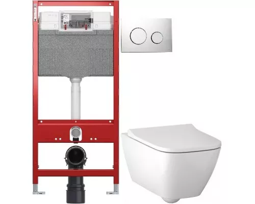 Купить Комплект подвесной унитаз Geberit Smyle Square 500.683.01.1 + система инсталляции Tece 9300302 + 9240921 в магазине сантехники Santeh-Crystal.ru