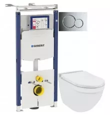 Комплект подвесной унитаз Jaquar Solo SLS-WHT-6953BIUFSM + система инсталляции Geberit 111.362.00.5 + 115.770.21.5