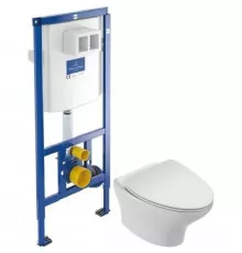Комплект подвесной унитаз Jacob Delafon Nouvelle Vague EDJ102-00 + E20069-00 + система инсталляции Villeroy & Boch 92246100