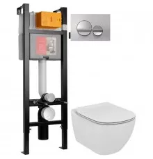 Комплект подвесной унитаз Ideal Standard Tesi Aquablade T007901 + T352701 + система инсталляции Jacob Delafon E33131RU-NF + E20859-CP-MTC