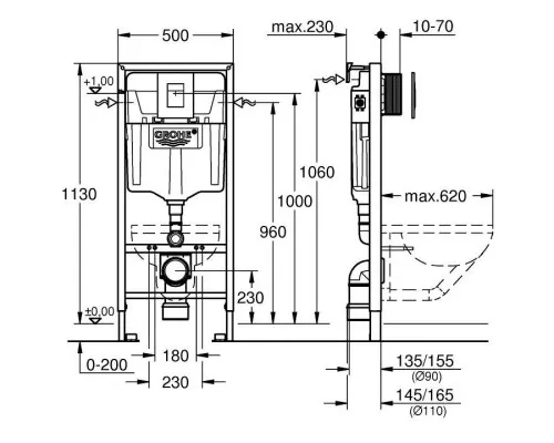 Купить Комплект подвесной унитаз Am.Pm X-Joy C85A1700MBSC + система инсталляции Grohe 38811kf0 в магазине сантехники Santeh-Crystal.ru
