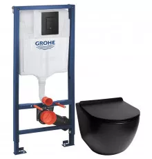 Комплект подвесной унитаз SantiLine SL-5002MB + система инсталляции Grohe 38811kf0