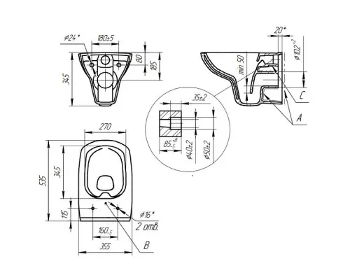 Заказать Комплект подвесной унитаз Cersanit Carina MZ-CARINA-XL-COn-S-DL-E + система инсталляции Tece 9400412 в магазине сантехники Santeh-Crystal.ru