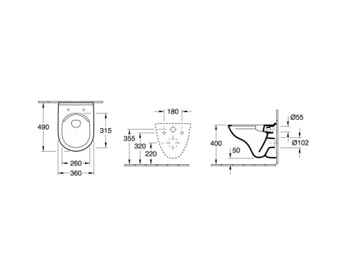 Купить Комплект подвесной унитаз Villeroy & Boch O.Novo 5688HR01 + система инсталляции Tece 9400412 в магазине сантехники Santeh-Crystal.ru