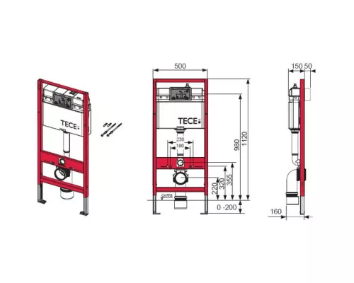 Купить Комплект подвесной унитаз WeltWasser Merzbach 004MT-BL + система инсталляции Tece 9400412 в магазине сантехники Santeh-Crystal.ru