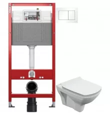 Комплект подвесной унитаз Cersanit Carina MZ-CARINA-XL-COn-S-DL-E + система инсталляции Tece 9400413