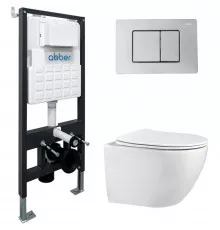 Комплект подвесной унитаз Abber Bequem AC1100 + система инсталляции Abber AC0105 + AC0120