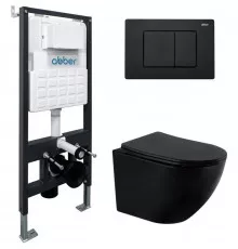 Комплект подвесной унитаз Abber Bequem AC1100MB + система инсталляции Abber AC0105 + AC0120MB