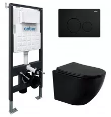 Комплект подвесной унитаз Abber Bequem AC1100MB + система инсталляции Abber AC0105 + AC0121MB