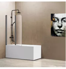 Шторка на ванну Vincea VSB-12114CLGM 114 см, профиль вороненая сталь, стекло прозрачное