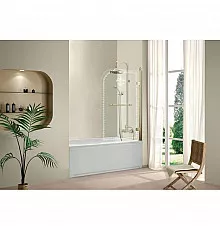 Шторка для ванны Cezares Retro 81 см прозрачное c матовым узором стекло RETRO-A-V-1-80/145-CP-G-R