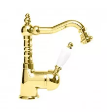 Смеситель для биде золото 24 карата, ручка белая Cezares Elite ELITE-BSM2-03/24-Bi