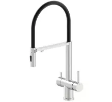 Смеситель для кухни AltroBagno Flusso AltroBagnoFlusso050201Ni с подключением к фильтру, с гибким изливом, никель