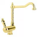 Смеситель для кухни с регулируемым углом наклона излива золото 24 карат, ручка металл Cezares Elite ELITE-LLPM2-03/24-M