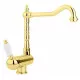 Купить Смеситель для кухни с регулируемым углом наклона излива золото 24 карат, ручка белая Cezares Elite ELITE-LLPM2-03/24-Bi в магазине сантехники Santeh-Crystal.ru
