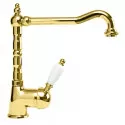 Смеситель для кухни золото 24 карат, ручка белая Cezares Elite ELITE-LLM2-03/24-Bi