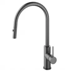 Смеситель для кухни Vincea City VKF-2C1GM с выдвижным изливом, вороненая сталь
