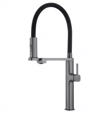 Смеситель для кухни Vincea VKF-119GM с подключением к фильтру, гибким изливом, вороненая сталь