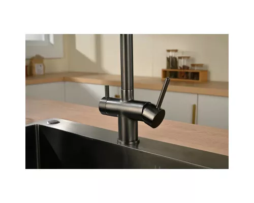 Смеситель для кухни Vincea VKF-120GM с подключением к фильтру, гибким изливом, вороненая сталь