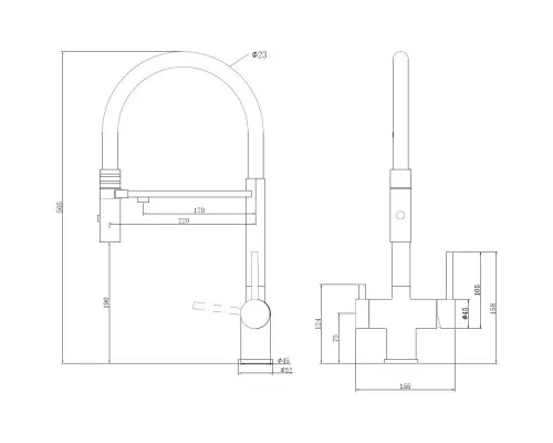 Смеситель для кухни Vincea VKF-120GM с подключением к фильтру, гибким изливом, вороненая сталь