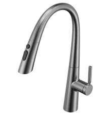 Смеситель для кухни Vincea VKF-176GM с выдвижным изливом, вороненая сталь