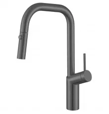 Смеситель для кухни Vincea VKF-107GM с выдвижным изливом, вороненая сталь