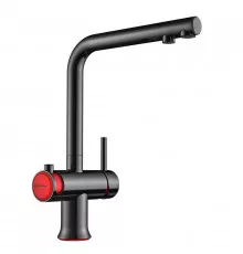Смеситель для кухни с подключением к фильтру вороненая сталь/красный Omoikiri Hotaru-R