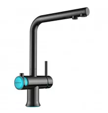 Смеситель для кухни с подключением к фильтру вороненая сталь/голубой Omoikiri Hotaru-B