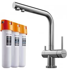 Смеситель для кухни с фильтром Omoikiri Nagano-BN + Pure drop Lite нержавеющавя сталь 4011.8028