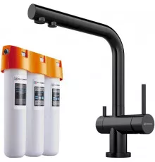 Смеситель для кухни с фильтром Omoikiri Nagano-GM + Pure drop Lite вороненая сталь 4179.8028