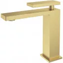 Смеситель для раковины Vincea Dice VBF-2DS1BG без донного клапана, золотой матовый