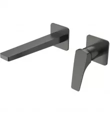 Смеситель для раковины Vincea Puro VBFW-5P01GM встраиваемый, без донного клапана, вороненая сталь