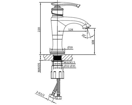 Смеситель для раковины AltroBagno Beatrice AltroBagnoBeatrice0114Or