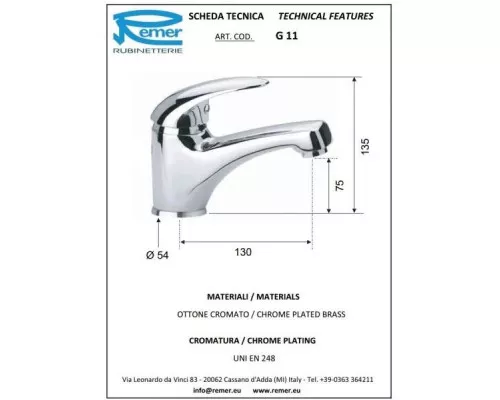 Приобрести Комплект смесителей Remer Giga G02 + G11 в магазине сантехники Santeh-Crystal.ru