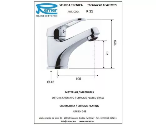 Приобрести Комплект смесителей Remer Remix R49 + R11 в магазине сантехники Santeh-Crystal.ru