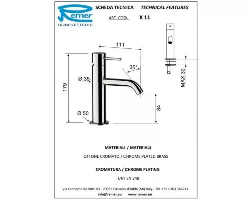 Приобрести Комплект смесителей Remer X Style X02 + X11 в магазине сантехники Santeh-Crystal.ru