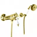 Смеситель для душа с ручным душем золото 24 карат, ручка белая Cezares Margot MARGOT-DDM-03/24-Bi