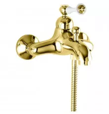 Смеситель для ванны золото 24 карат, ручка белая Cezares Margot MARGOT-VM-03/24-Bi
